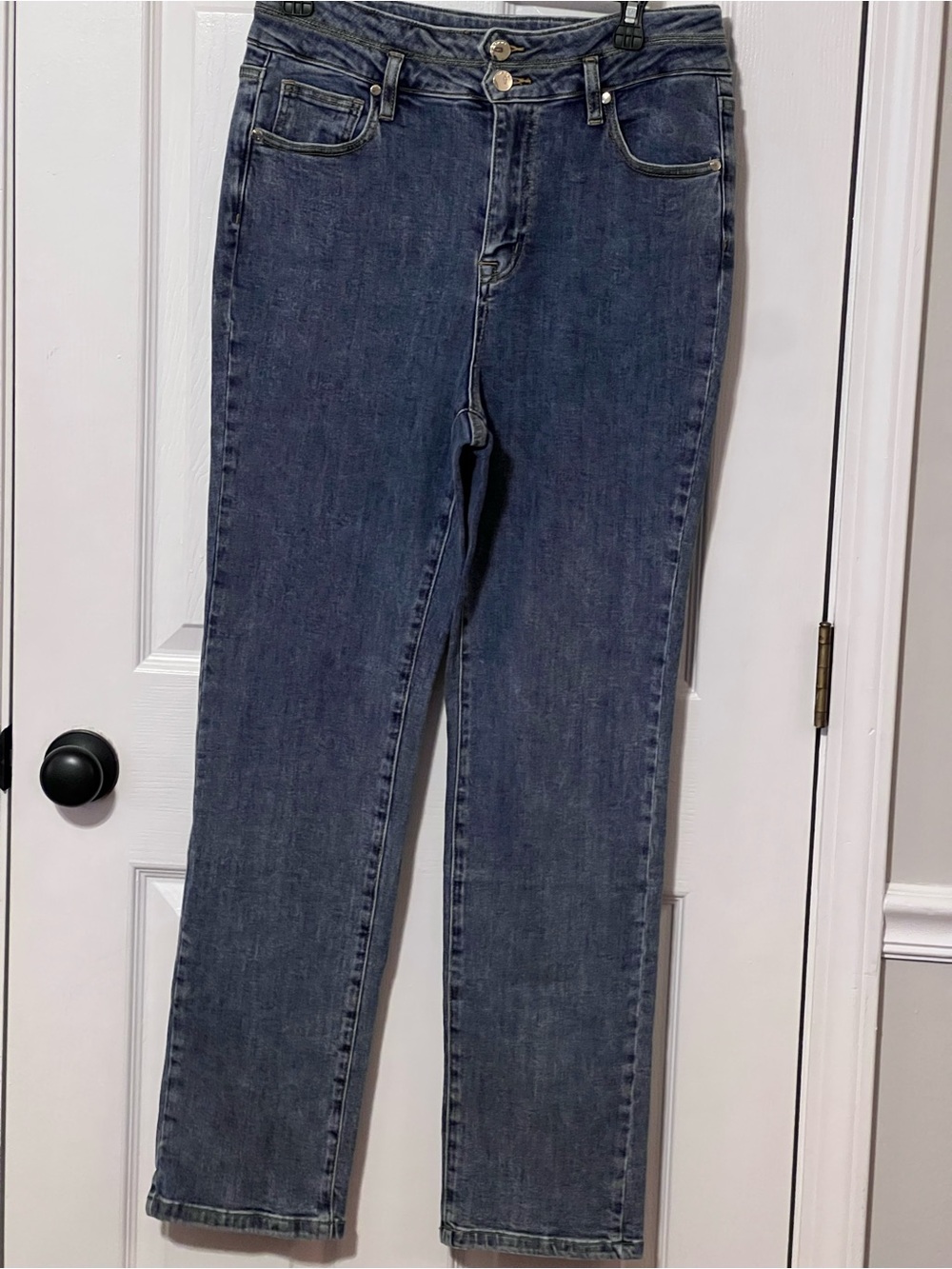 bebe Size 31 Acid Wash Straight Leg Jeans Double Button